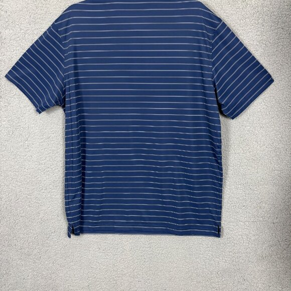 Maelreg Mens Performance Polo Shirt Blue Striped Short Sleeve Large NWT's - Picture 3 of 8
